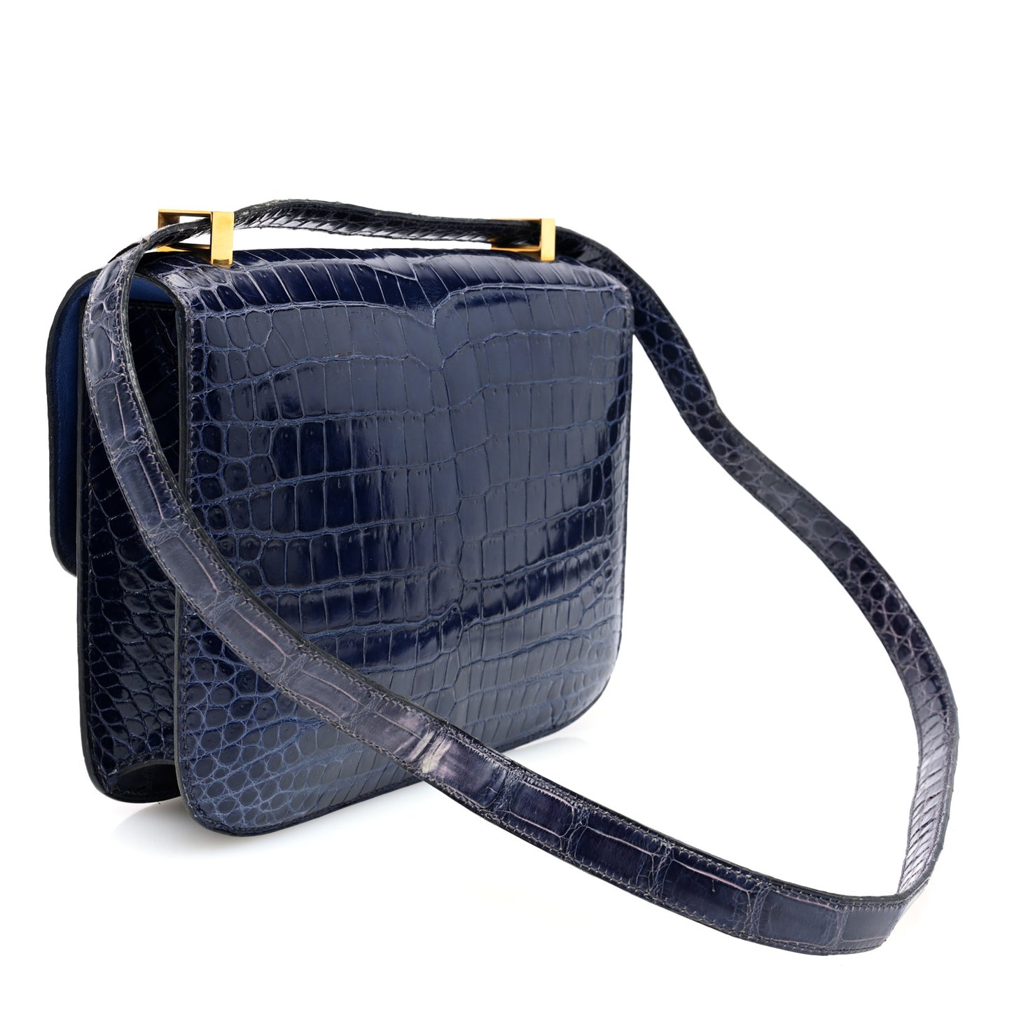Shiny Porosus Crocodile Constance 23 Bleu Saphir
