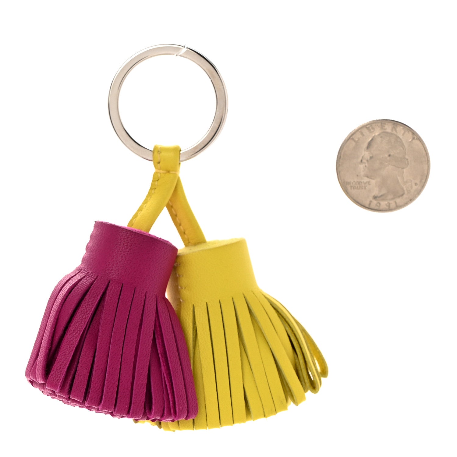 Hermes Lambskin Carmen Uno-Dos Key Holder Lime Rose Pourpre 2 of 5