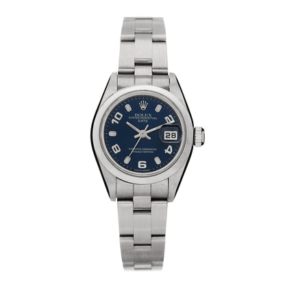Rolex Stainless Steel 26mm Oyster Perpetual Date Watch Blue 79160 1 of 8