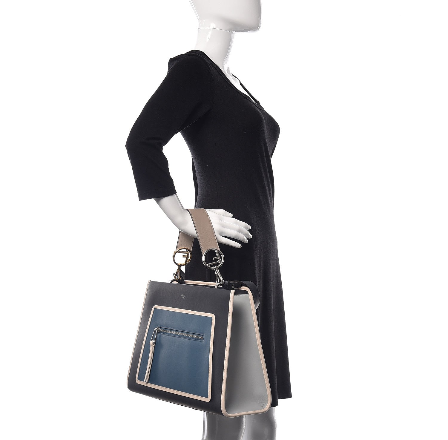 Fendi Vitello Century F is Fendi Regular Runaway Satchel Blue Notte Balena Multicolor 2 of 14