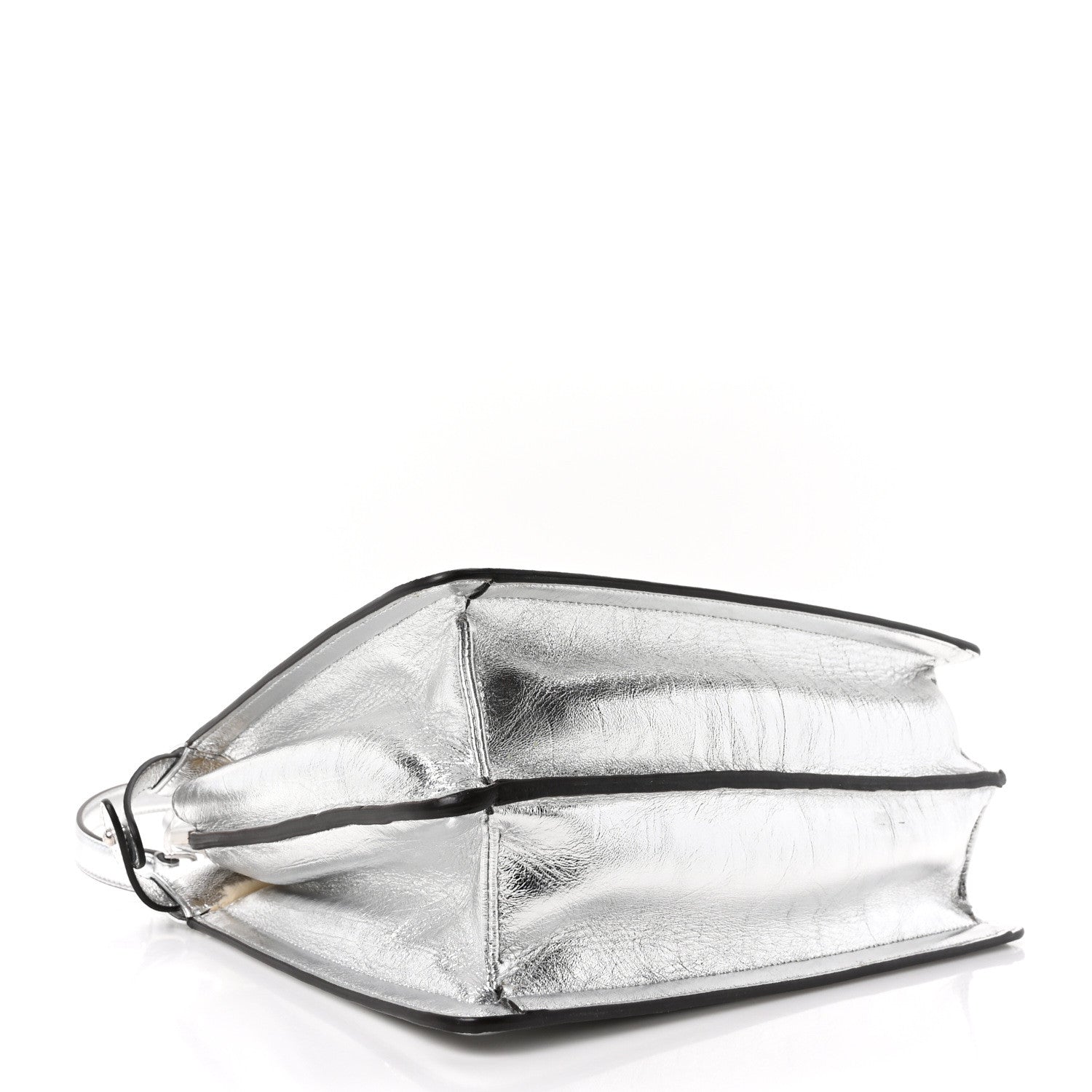 Fendi Rock Millenium Laminata Medium Peekaboo I SEE U Satchel Argento 4 of 9