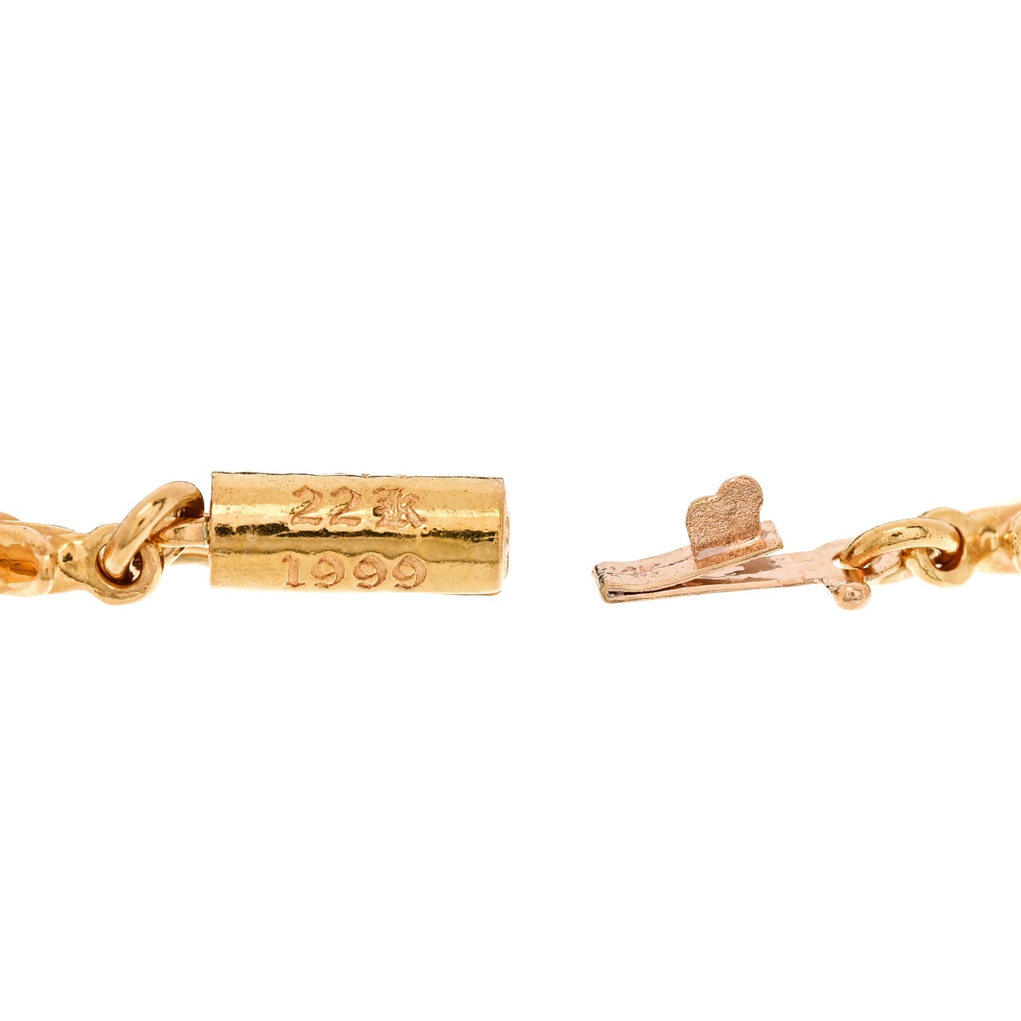 22K Yellow Gold Ruby Tiny E Cross Bracelet