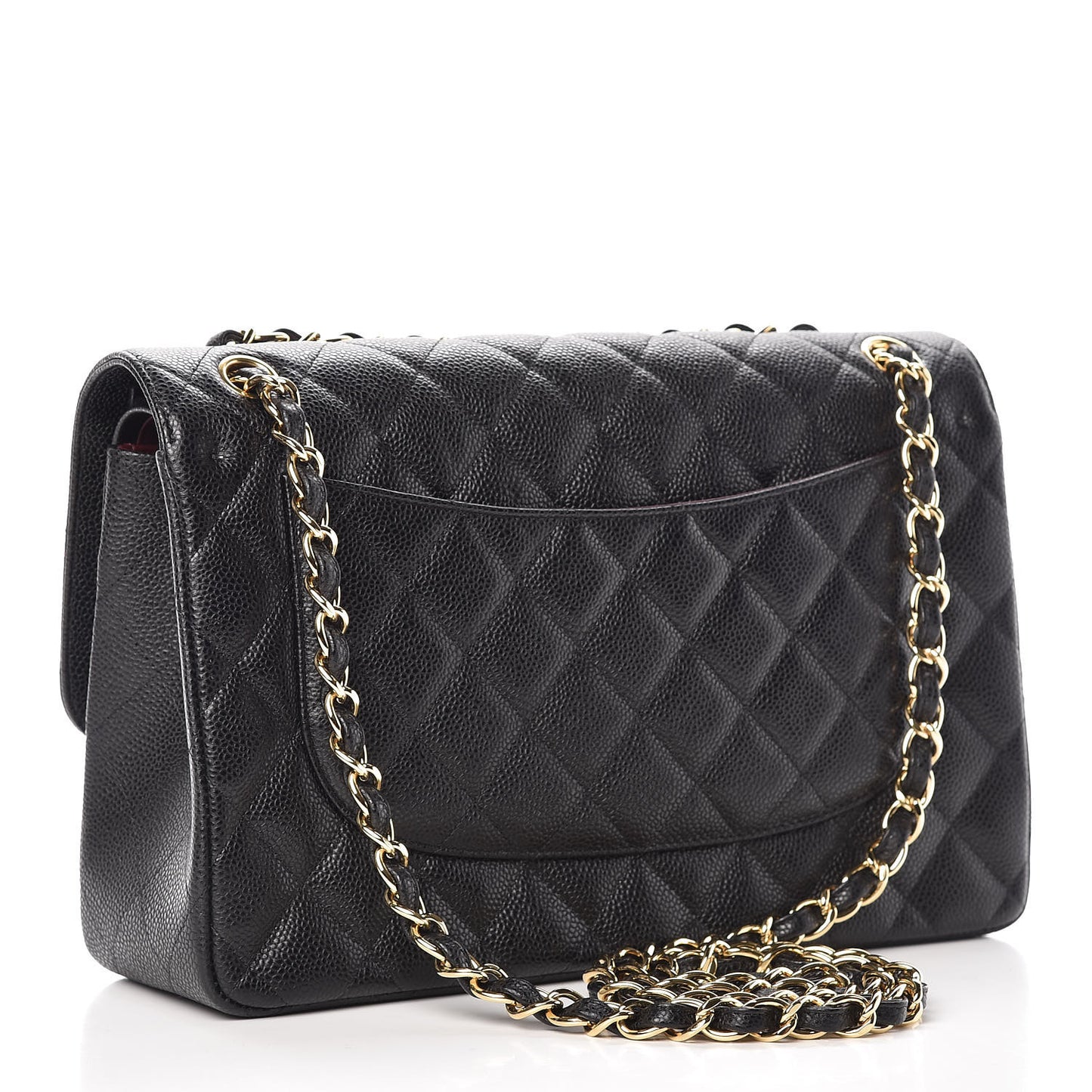 Caviar Quilted Jumbo Double Flap Black