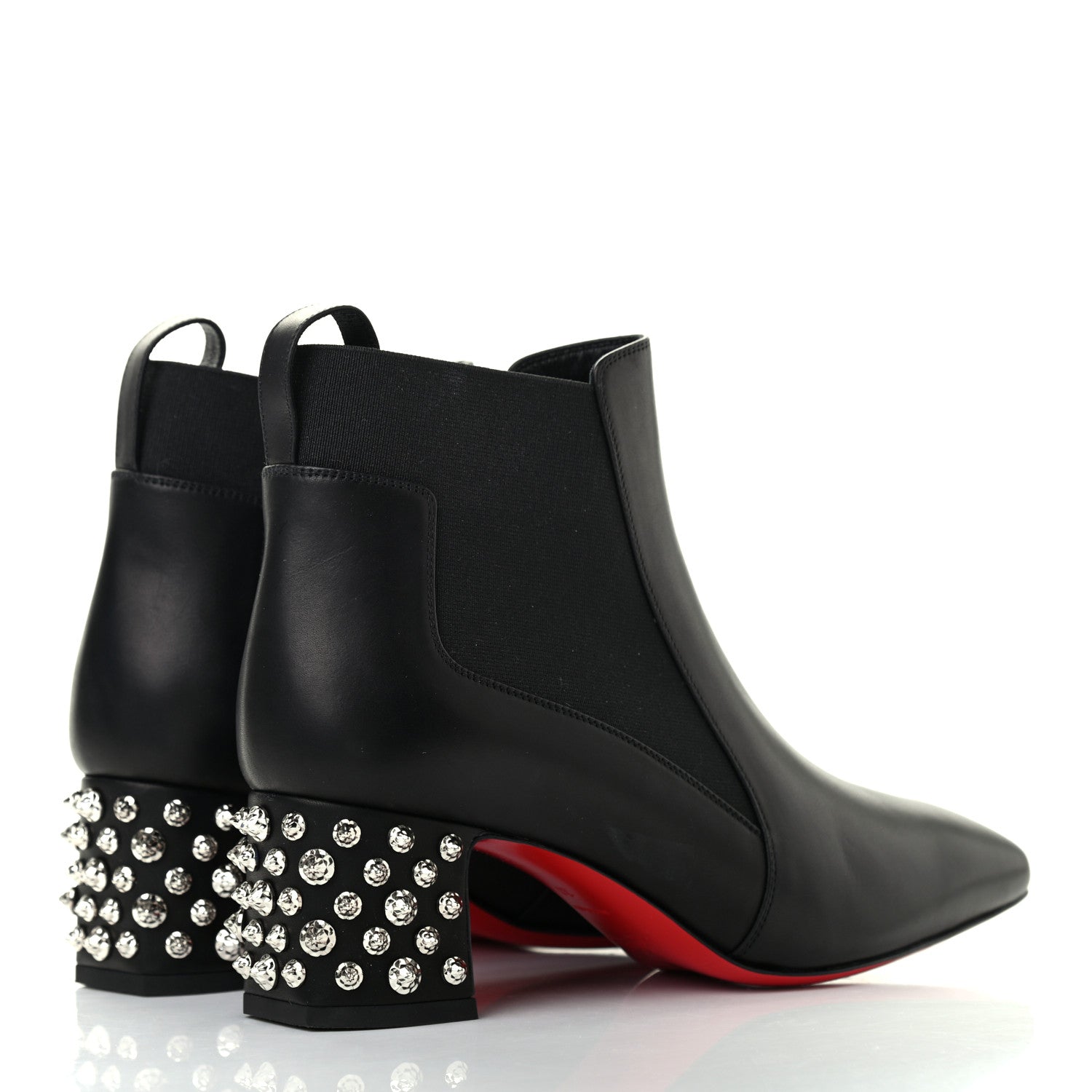 Christian Louboutin Calfskin Spiked Study Stretch 55 Ankle Boots 38 Black 4 of 7