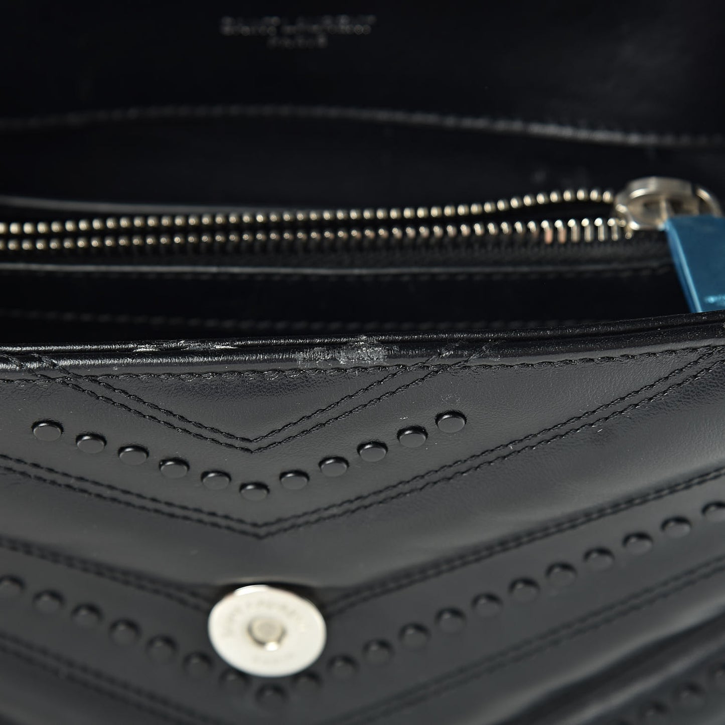 Calfskin Y Quilted Studded Monogram Small Loulou Chain Satchel Black