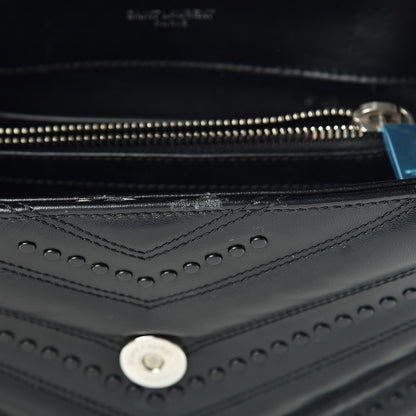 Saint Laurent Calfskin Y Quilted Studded Monogram Small Loulou Chain Satchel Black 13 of 15