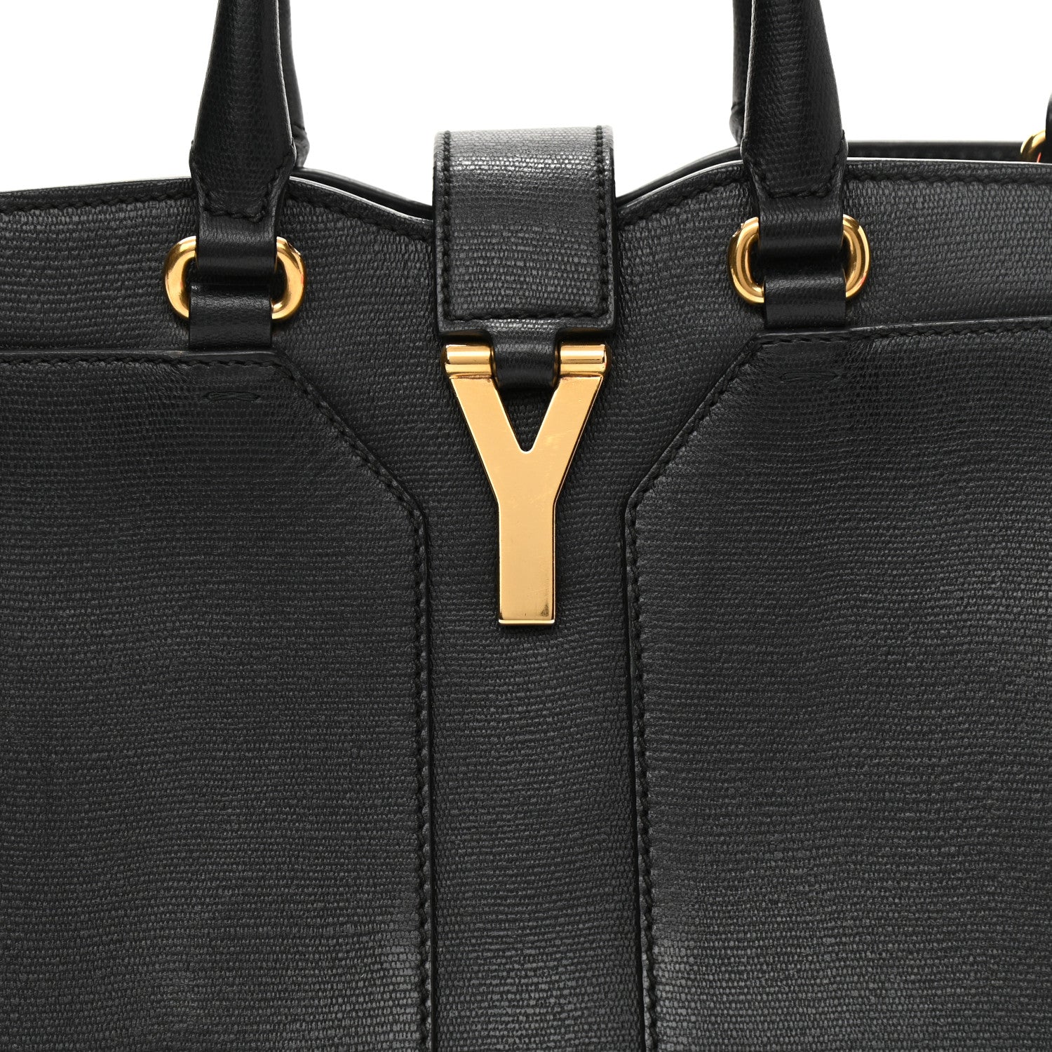 Saint Laurent Textured Calfskin Small Cabas ChYc Black 8 of 14