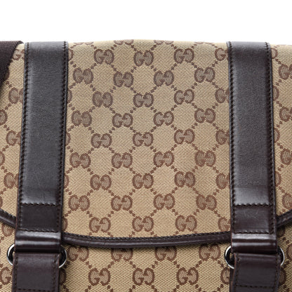 Gucci Monogram Medium Double Buckle Flap Messenger Bag Beige Dark Brown 12 of 12