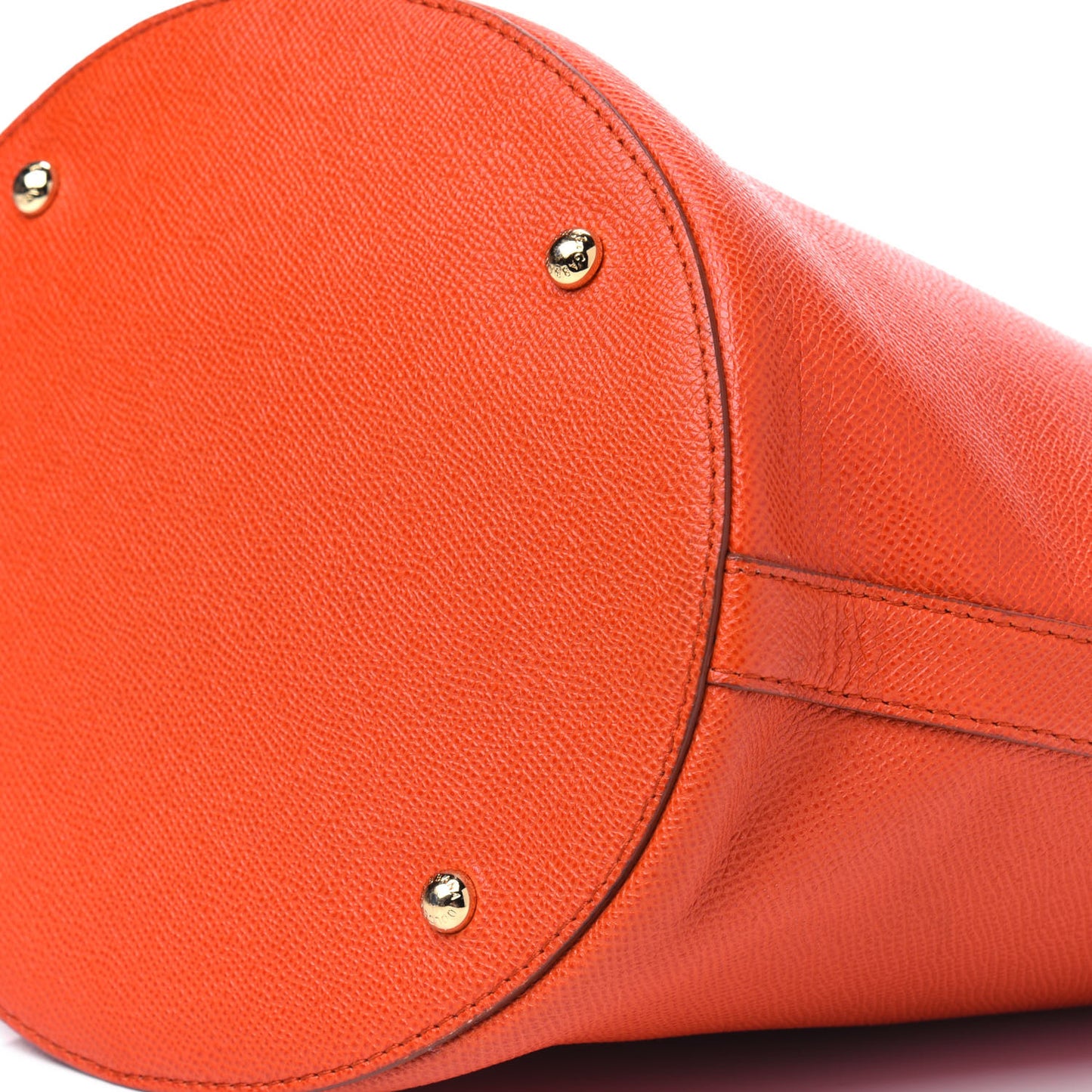 Textured Calfskin Bucket Tote Orange