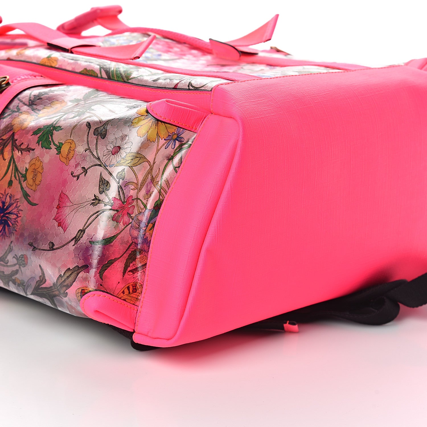 Gucci PVC Floral Double Buckle Backpack Fuchsia 7 of 8