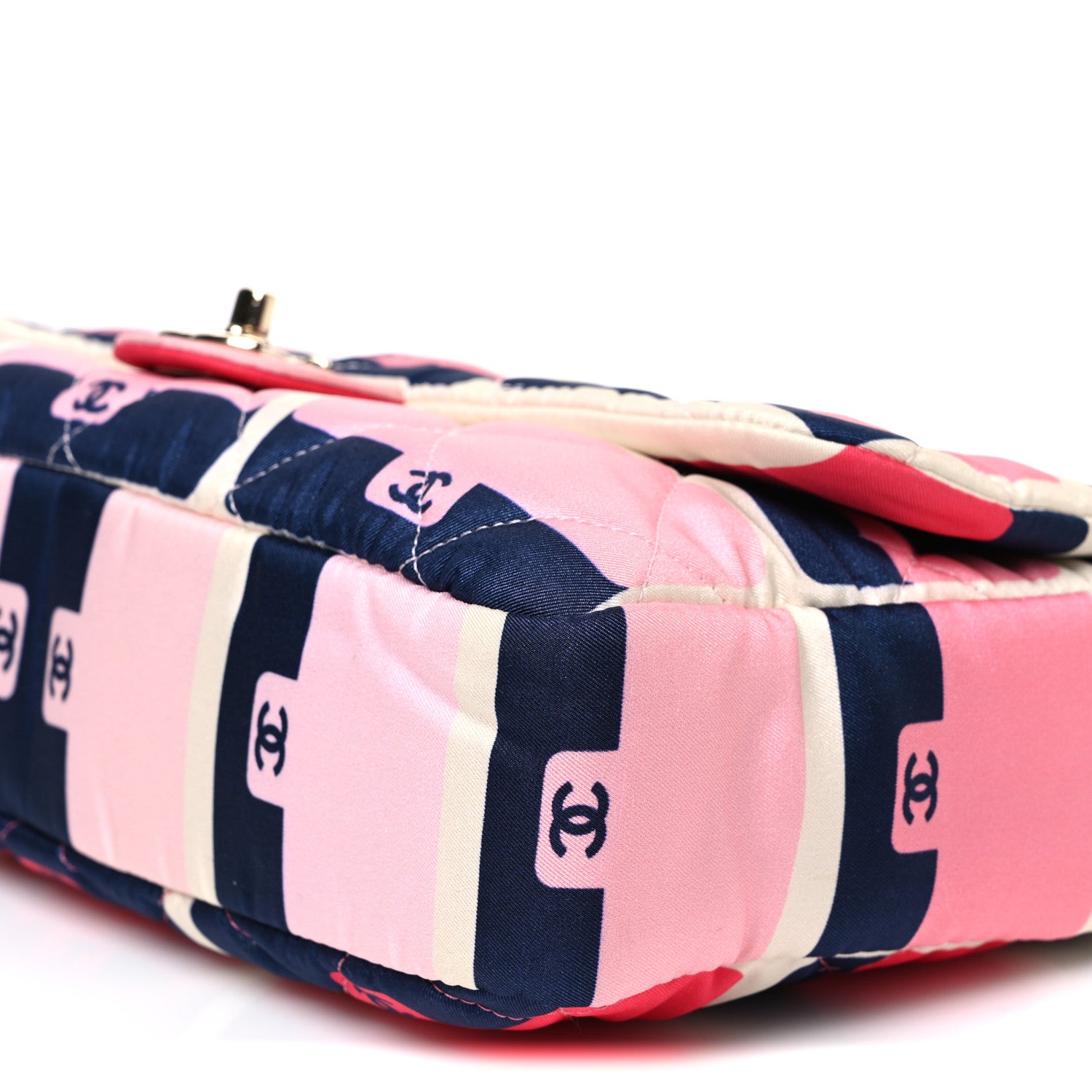Chanel Nylon Printed Medium Flap Pink Navy White 10 of 10