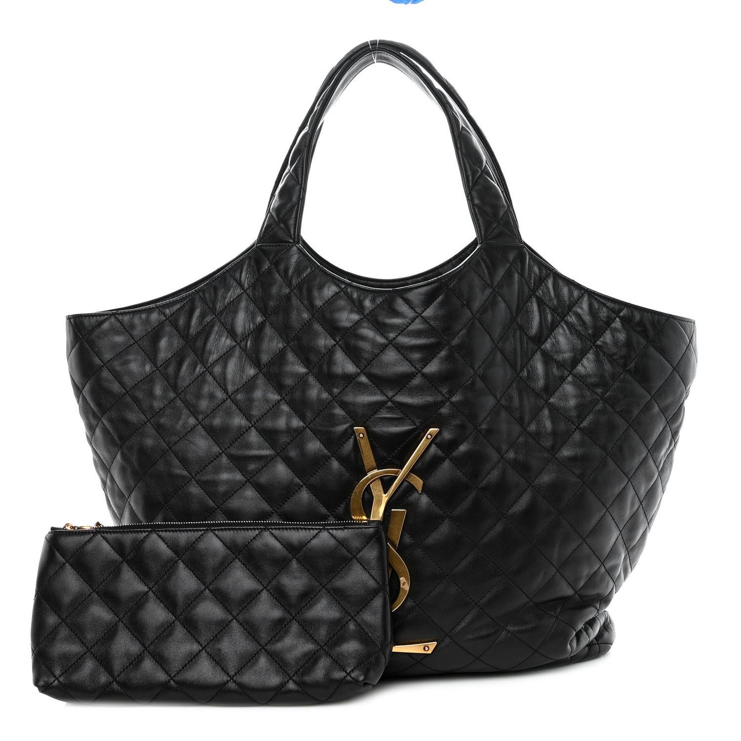 SAINT LAURENT Lambskin Quilted Maxi Icare Shopping Tote Black