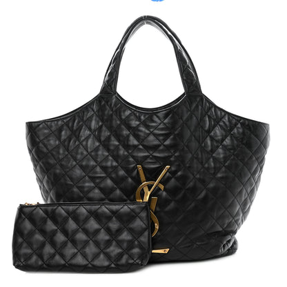 Saint Laurent SAINT LAURENT Lambskin Quilted Maxi Icare Shopping Tote Black 1 of 9
