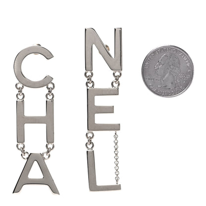 Chanel Metal Cha-Nel Logo Drop Earrings Gold 2 of 4