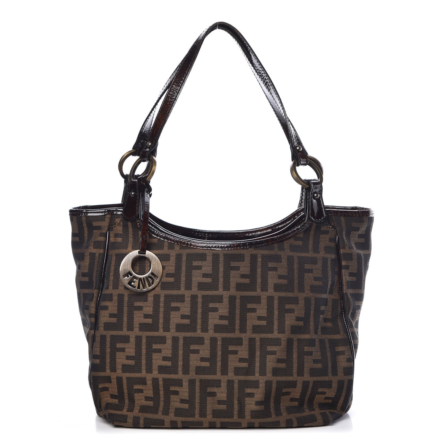 Fendi Zucca Patent Small Chef Shopping Tote Tobacco Moro 1 of 12