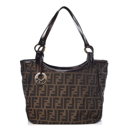 Fendi Zucca Patent Small Chef Shopping Tote Tobacco Moro 1 of 12
