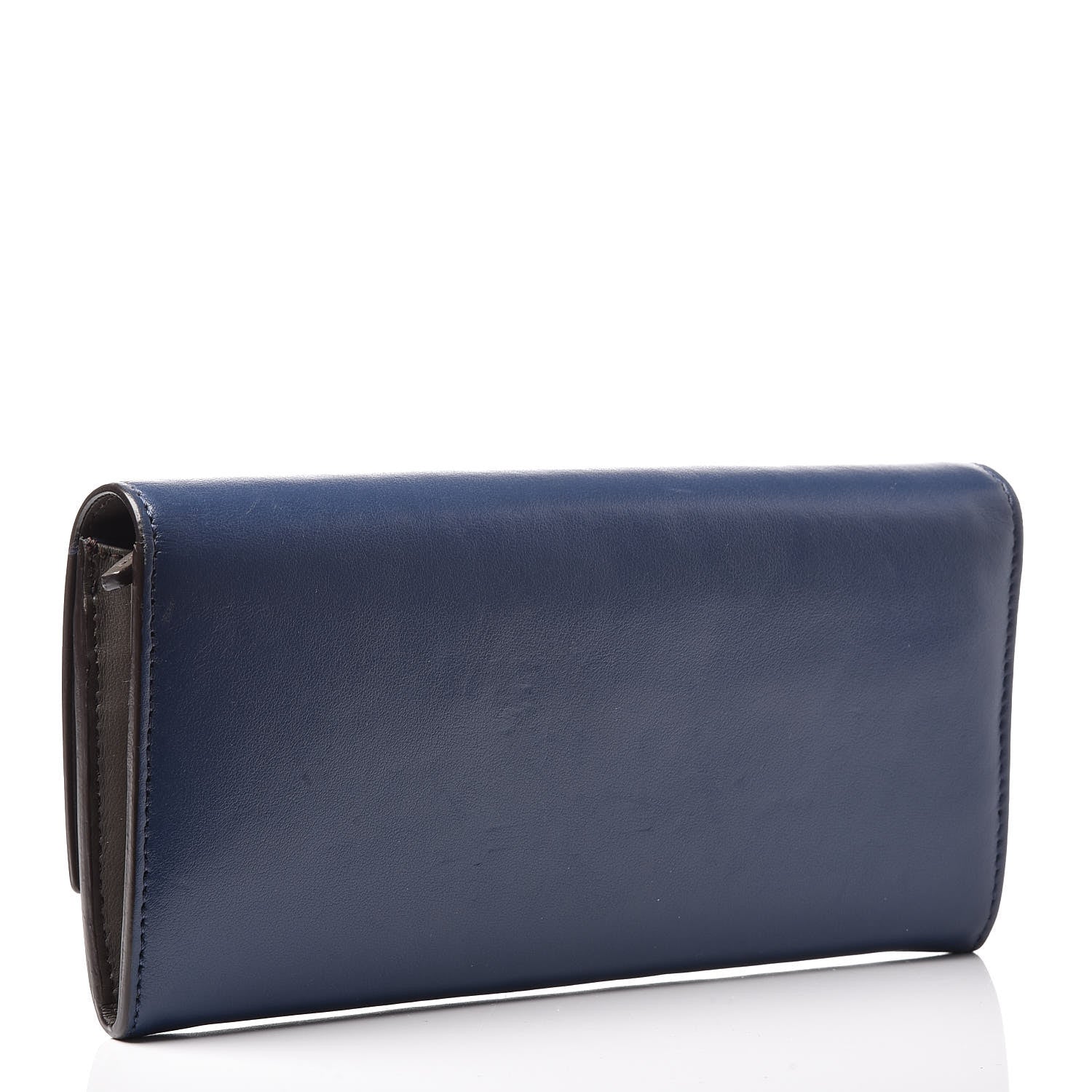 Fendi Vitello Century Bi-Color Peekaboo Continental Wallet Blue Carbone 3 of 11