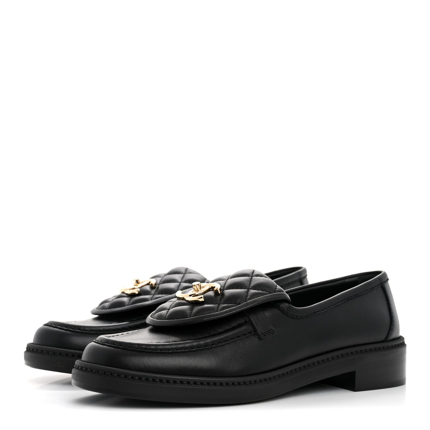 Lambskin Quilted CC Turnlock Loafers 38 Black
