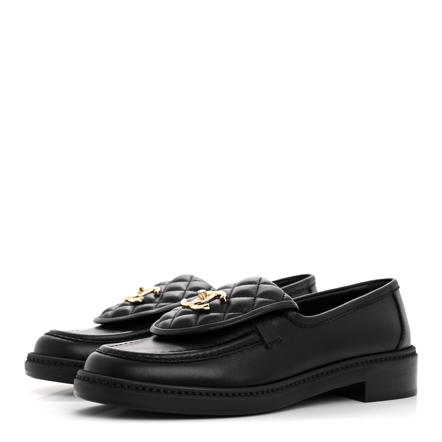 Chanel Lambskin Quilted CC Turnlock Loafers 38 Black 4 of 10