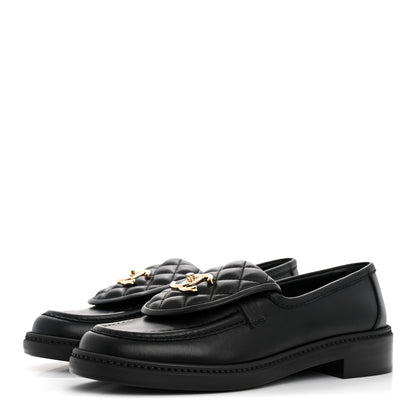 Chanel Lambskin Quilted CC Turnlock Loafers 38 Black 4 of 10
