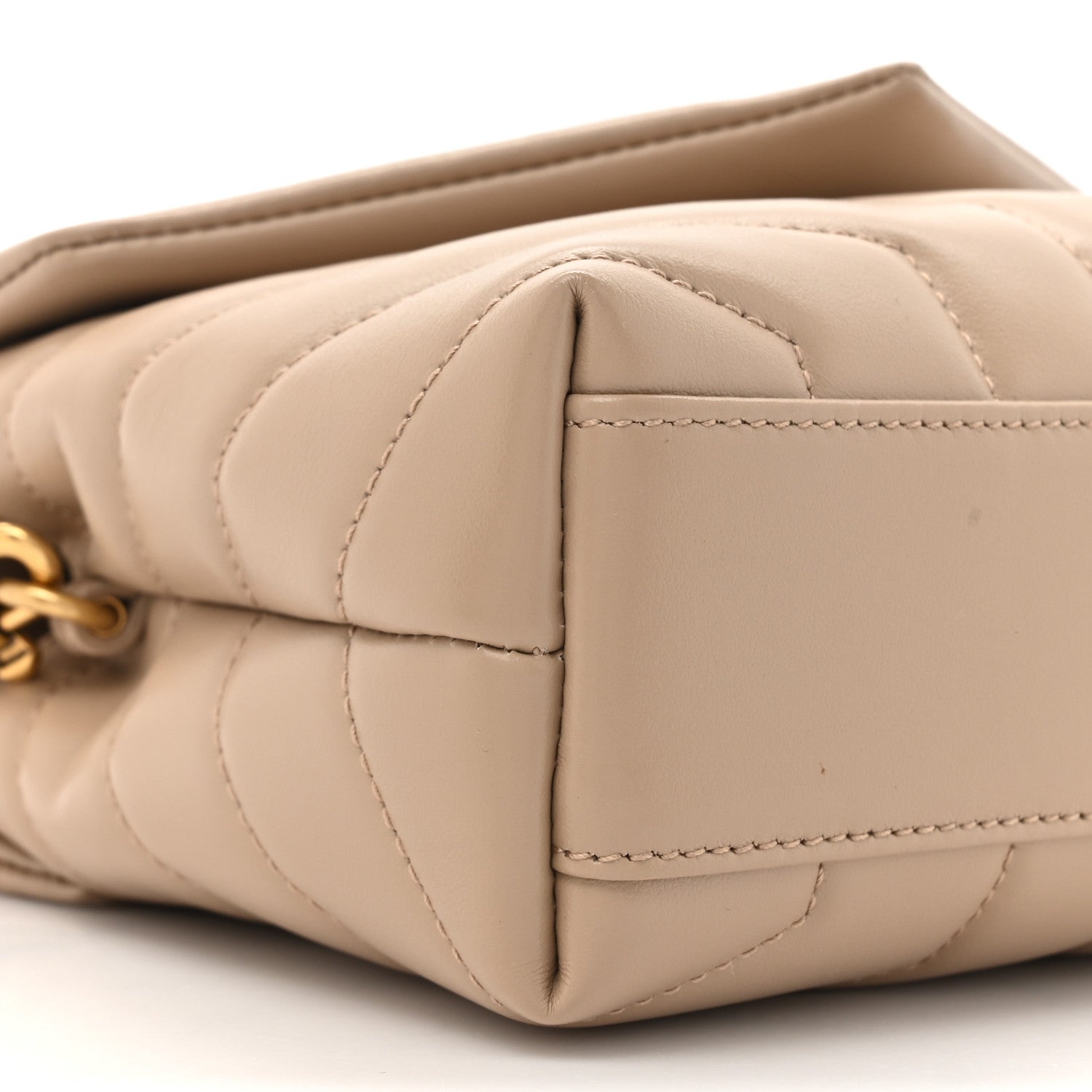 Saint Laurent Calfskin Y Quilted Monogram Toy Loulou Crossbody Bag Dark Beige 11 of 12