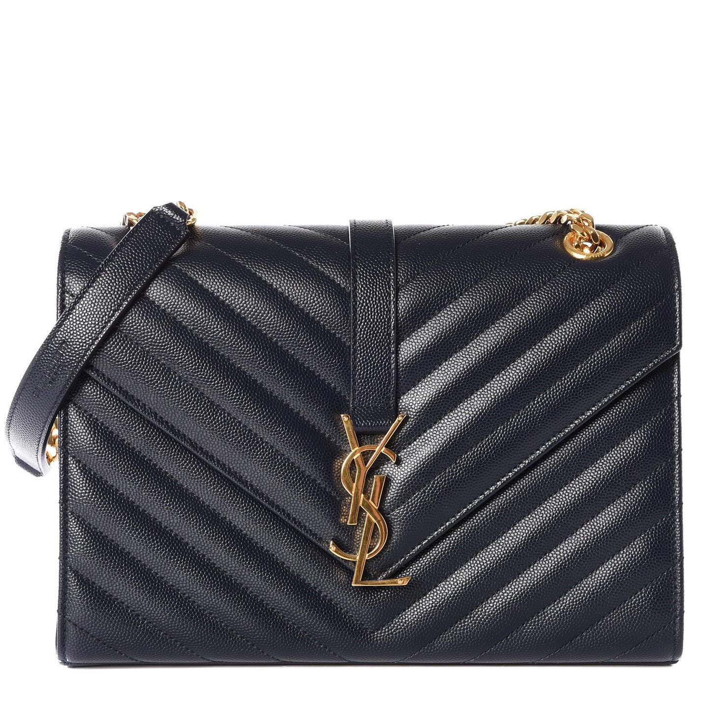 Grain De Poudre Matelasse Chevron Medium Monogram Satchel Midnight Blue