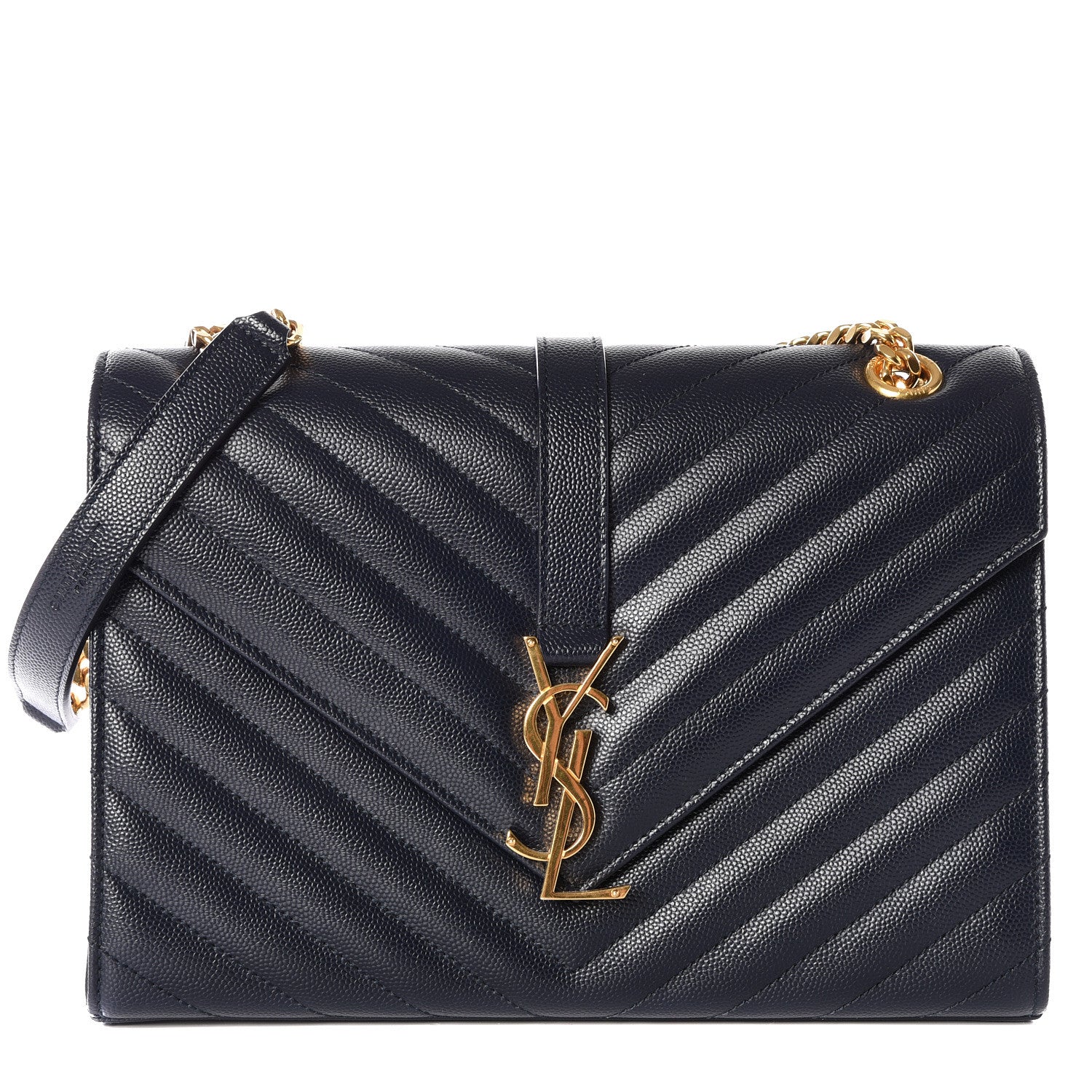 Saint Laurent Grain De Poudre Matelasse Chevron Medium Monogram Satchel Midnight Blue 1 of 10