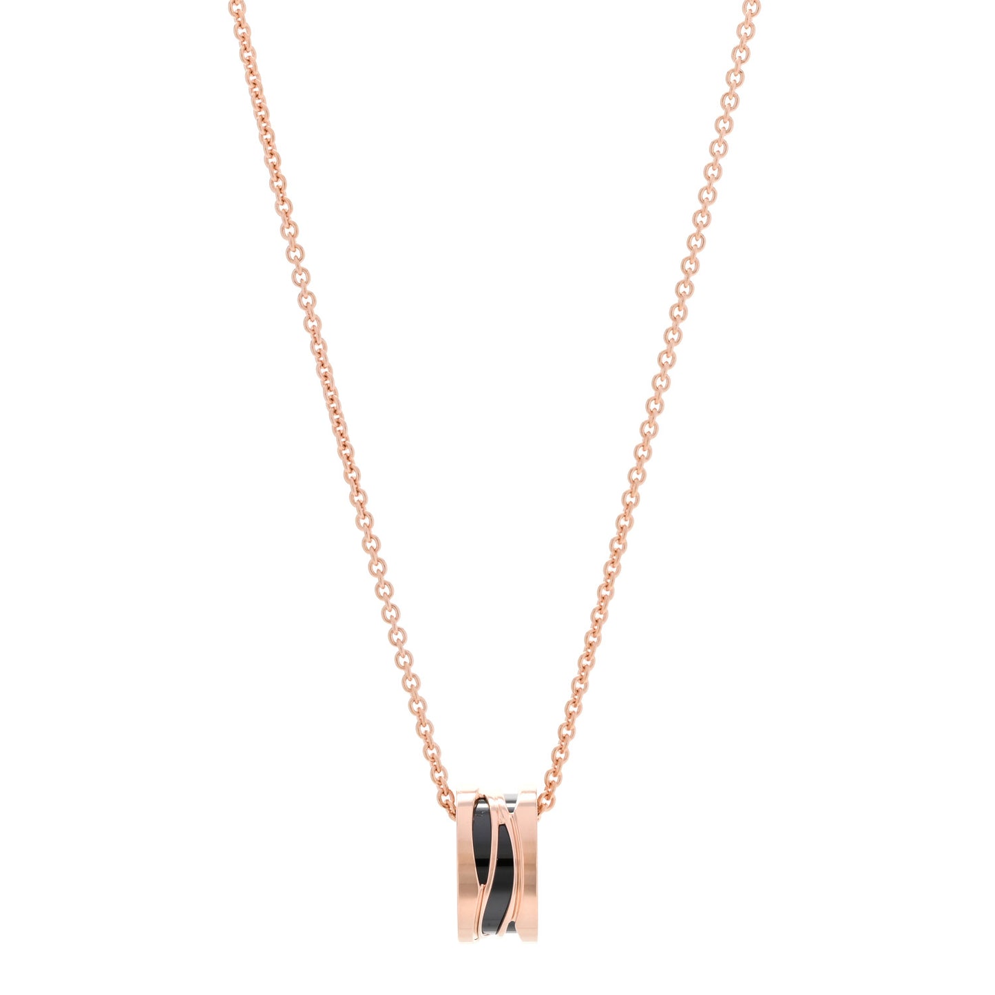 18K Rose Gold Ceramic B.Zero1 Legends Pendant Necklace Black