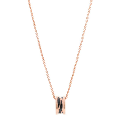 Bulgari 18K Rose Gold Ceramic B.Zero1 Legends Pendant Necklace Black 1 of 7