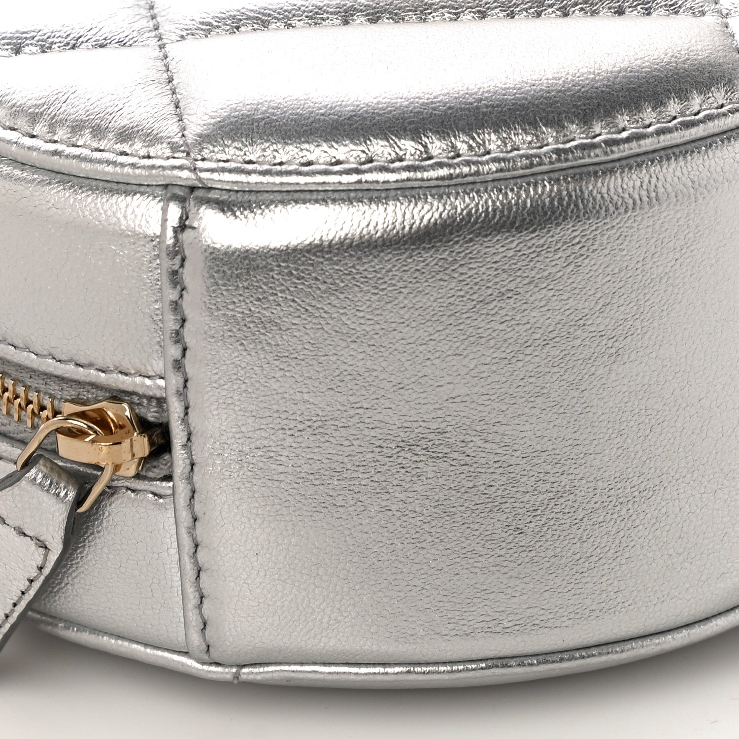 Chanel Metallic Lambskin Quilted Chanel 19 Round Clutch With Chain Silver 9 of 12