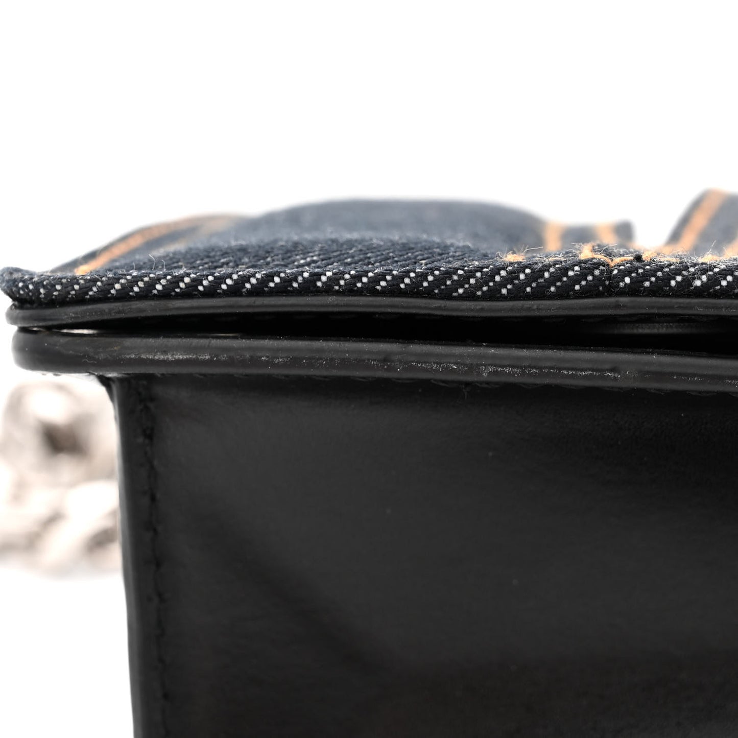 ALEXANDER MCQUEEN Denim Calfskin Small Slash Bag Blue Black