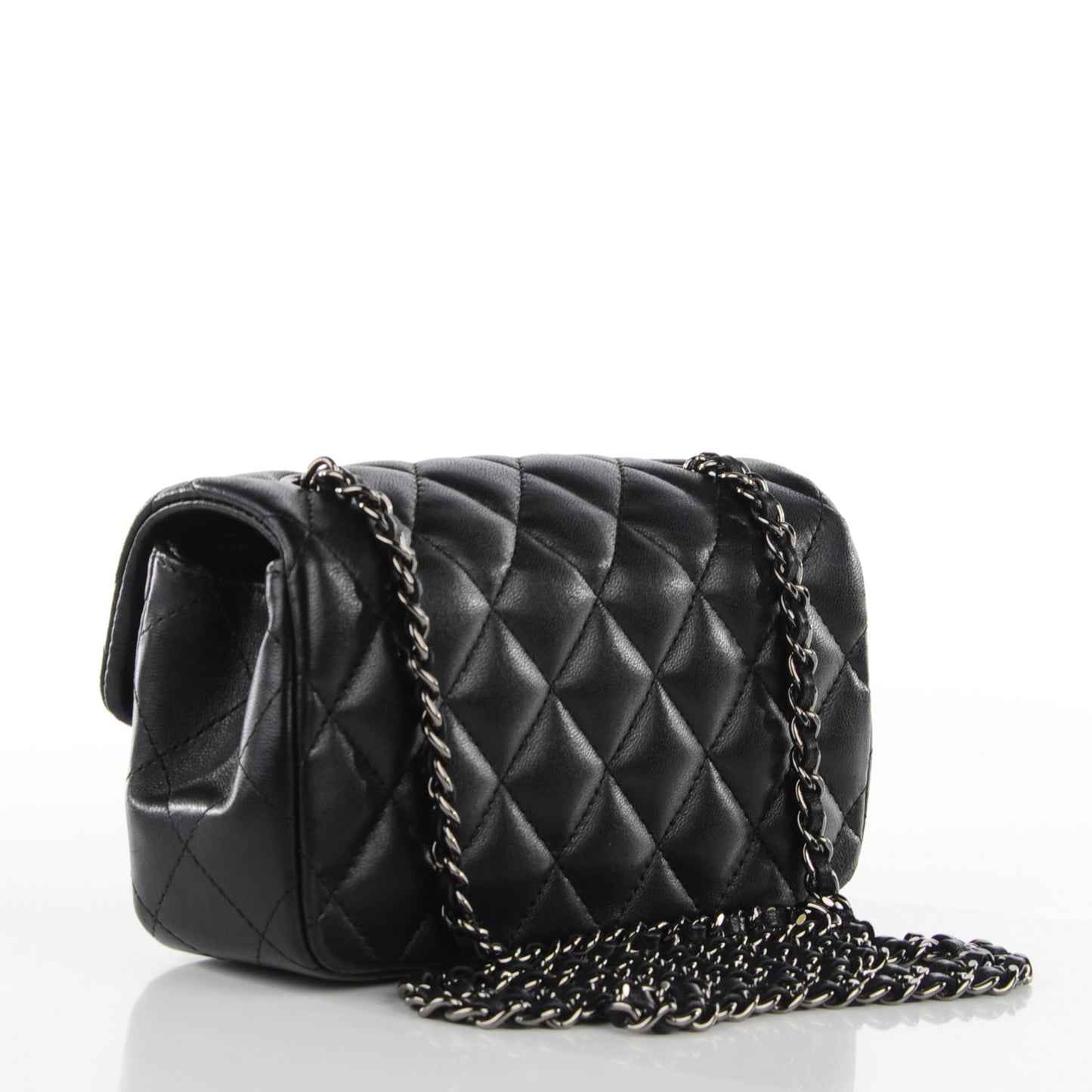 Lambskin Quilted Extra Mini Flap Black