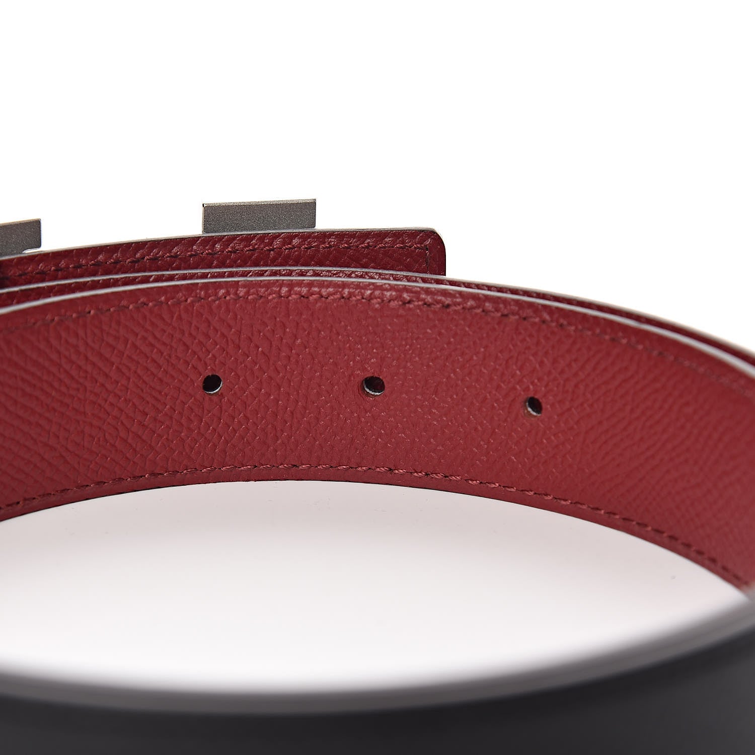 Hermes Epsom 32mm Guilloche H Belt 90 Black Rouge Grenat 5 of 7