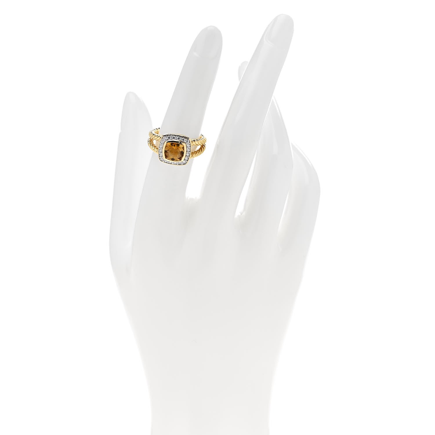 David Yurman 18K Yellow Gold Diamond Citrine 7mm Petite Albion Ring 52 6 2 of 5