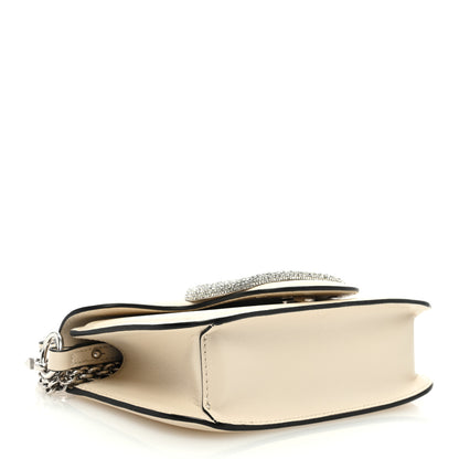 Valentino Garavani Calfskin Crystal Vlogo Small Loco Shoulder Bag Light Ivory 4 of 9