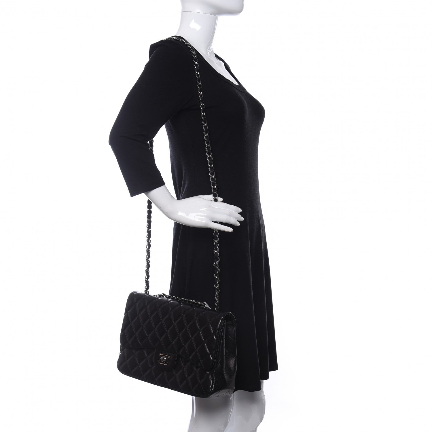 Chanel Lambskin Quilted Jumbo Single Flap Black 2 of 11