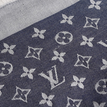 Louis Vuitton Silk Wool Monogram Denim Shawl Blue 6 of 6