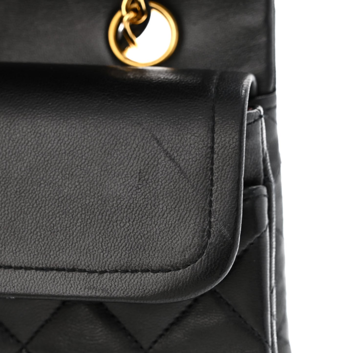 Lambskin Quilted Small Double Flap Black
