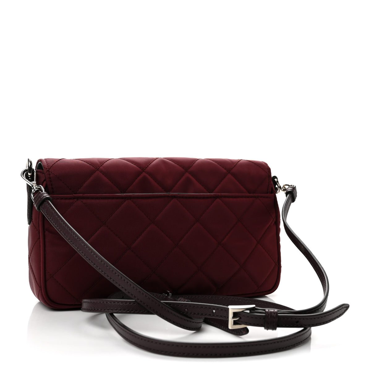 Prada Nylon Tessuto Impunturato Quilted Flap Crossbody Granato 3 of 11