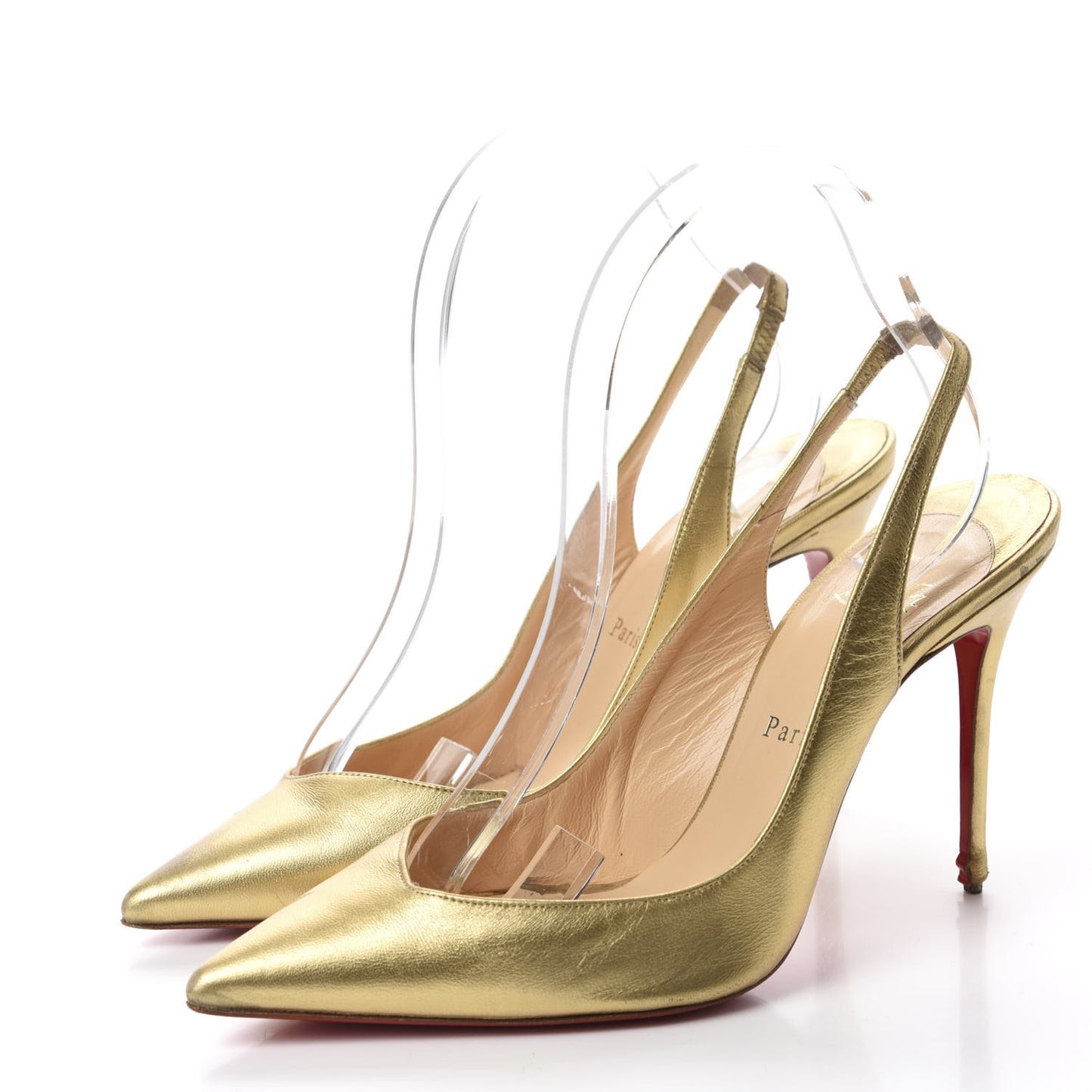 Metallic Calfskin Apostrophy 100 Slingback Pumps 39 Gold