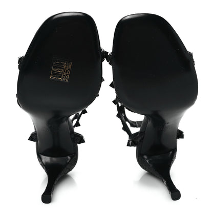 Valentino Garavani Glitter Rockstud Sandals 38 Black 5 of 7