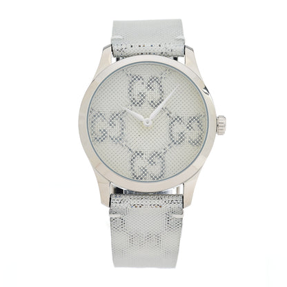 Gucci Stainless Steel Calfskin 38mm G-Timeless GG Hologram Quartz Watch 1 of 5