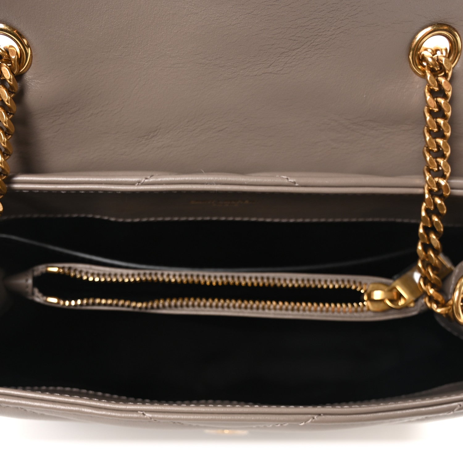 Saint Laurent Calfskin Y Quilted Monogram Small Loulou Chain Satchel Greyish Brown 5 of 10