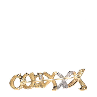 Tiffany 18K Yellow Gold Platinum Diamond XO Brooch Pin 3 of 6