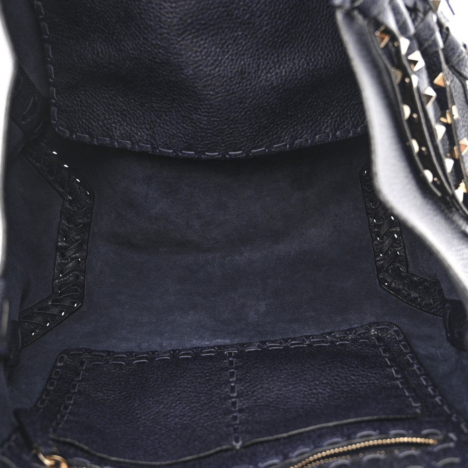 Valentino Garavani Grained Calfskin Rockstud C-Rockee Fringe Tote Deep Denim 5 of 9