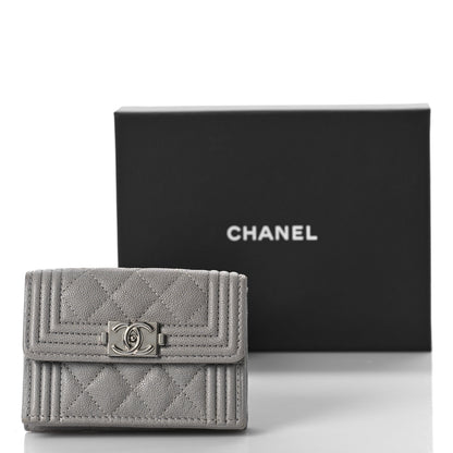 Chanel Caviar Quilted Small Boy Flap Wallet Grey 11 of 11