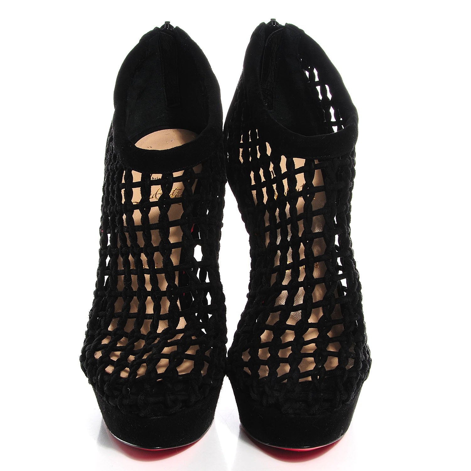 Christian Louboutin Suede Coussin 140 Cage Booties 38 Black 2 of 7