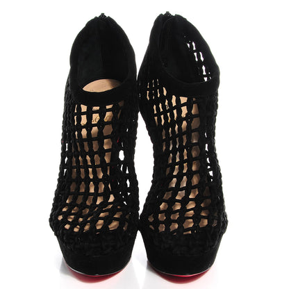 Christian Louboutin Suede Coussin 140 Cage Booties 38 Black 2 of 7
