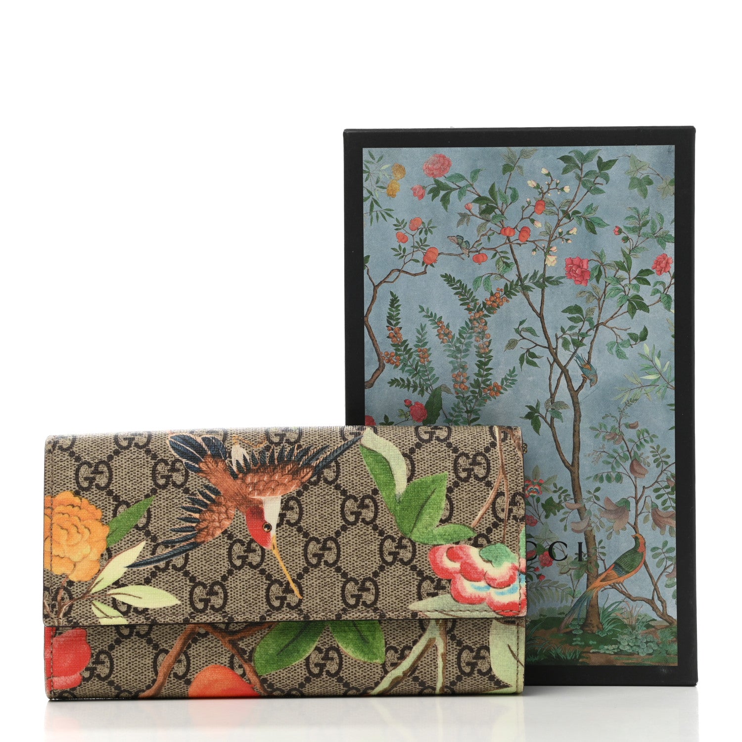 Gucci GG Supreme Monogram Tian Continental Wallet Beige Multicolor Red 8 of 10