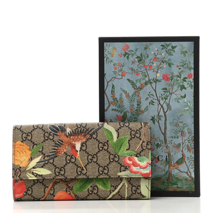 Gucci GG Supreme Monogram Tian Continental Wallet Beige Multicolor Red 8 of 10